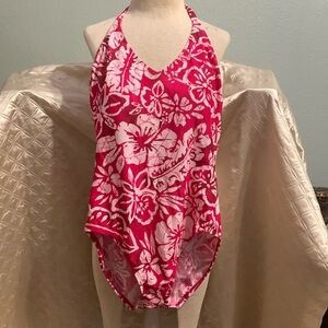 Pink Floral Halter Swimsuit